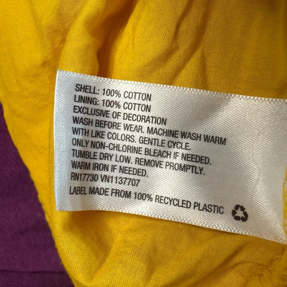 OshKosh B’gosh Mustard Yellow Gauze Dress. Embroidered Trim. 4T. Great Condition
